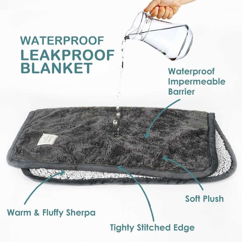 Waterproof Plush Pet Blanket with Sherpa Couch Cover Protector M19093