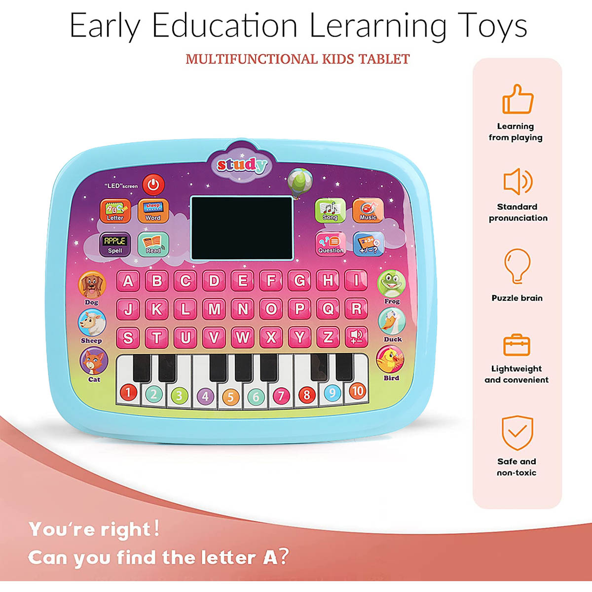 Kid Tablet Toddler Learning Pad Educational Toys X93317