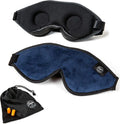 3D Sleep Mask Earplugs Carry Pouch Set Navy Blue Y7794
