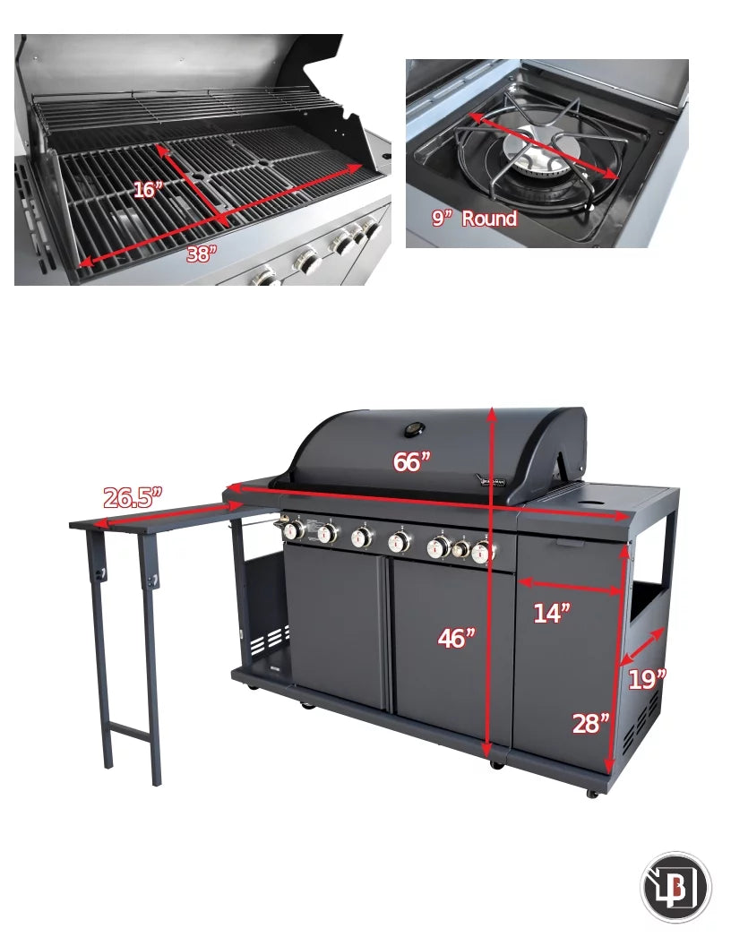 6 Burner Propane Gas Grill and Kitchen Island X60885