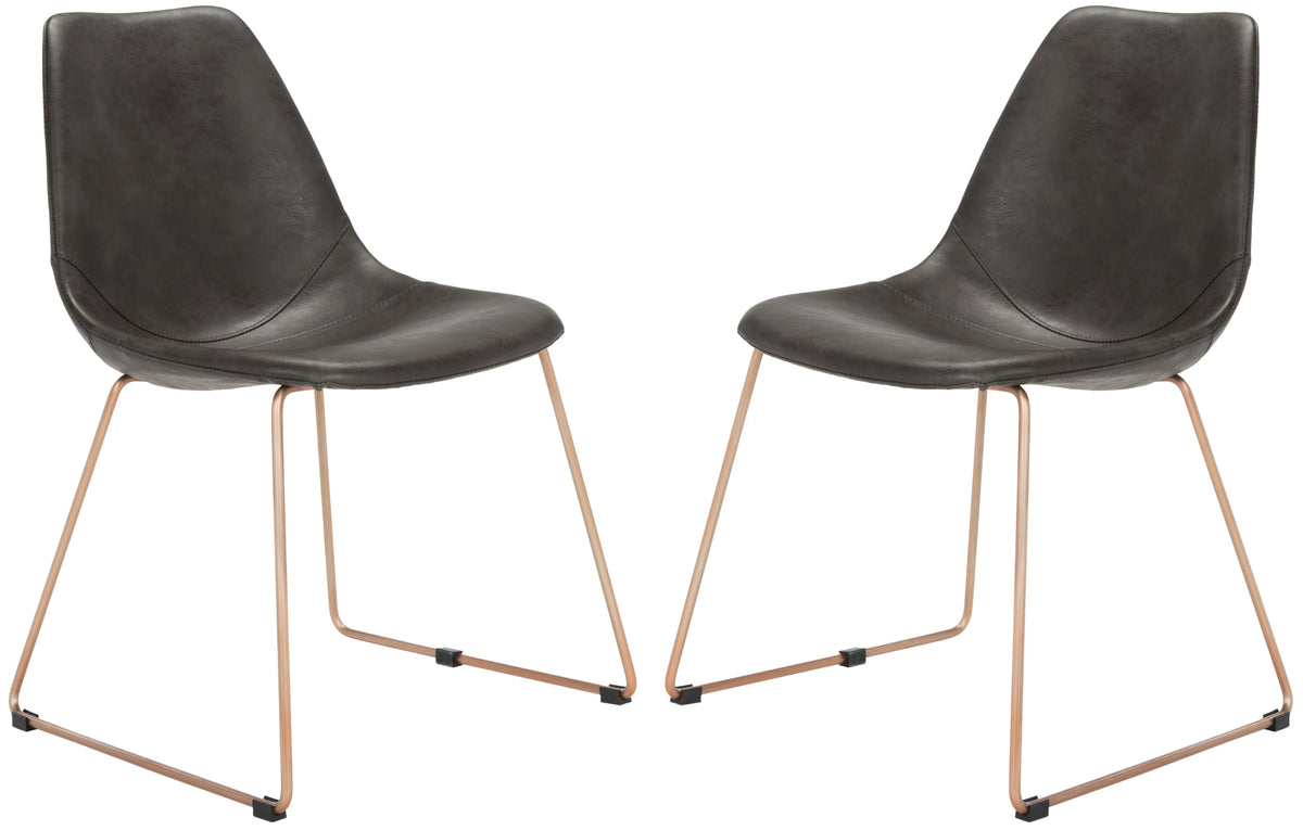 Grey Leather Dining Chair Set of 2 R6558