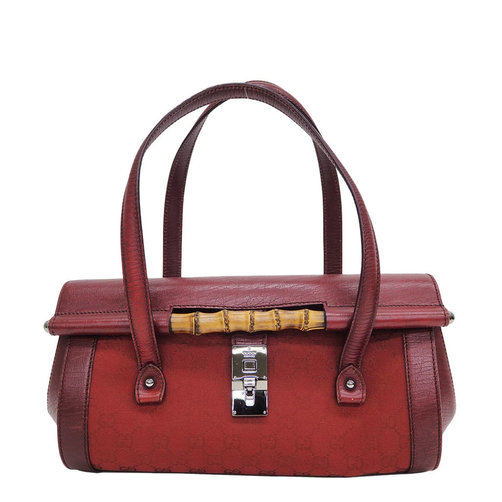 Pre-Owned Canvas Bamboo Handbag K611456