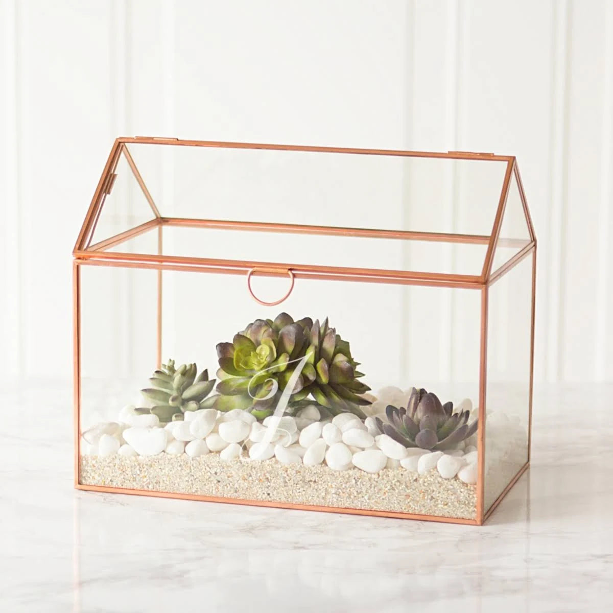 Rose Gold Glass Terrarium Card Holder Z27588