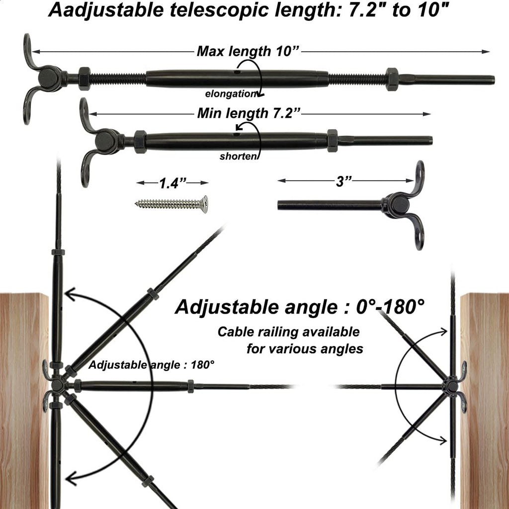 Black Cable Railing Hardware Kit, 10 Pairs W85185