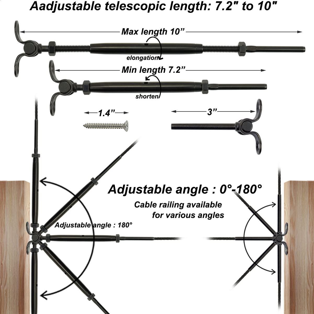 Black Cable Railing Hardware Kit, 10 Pairs W85185