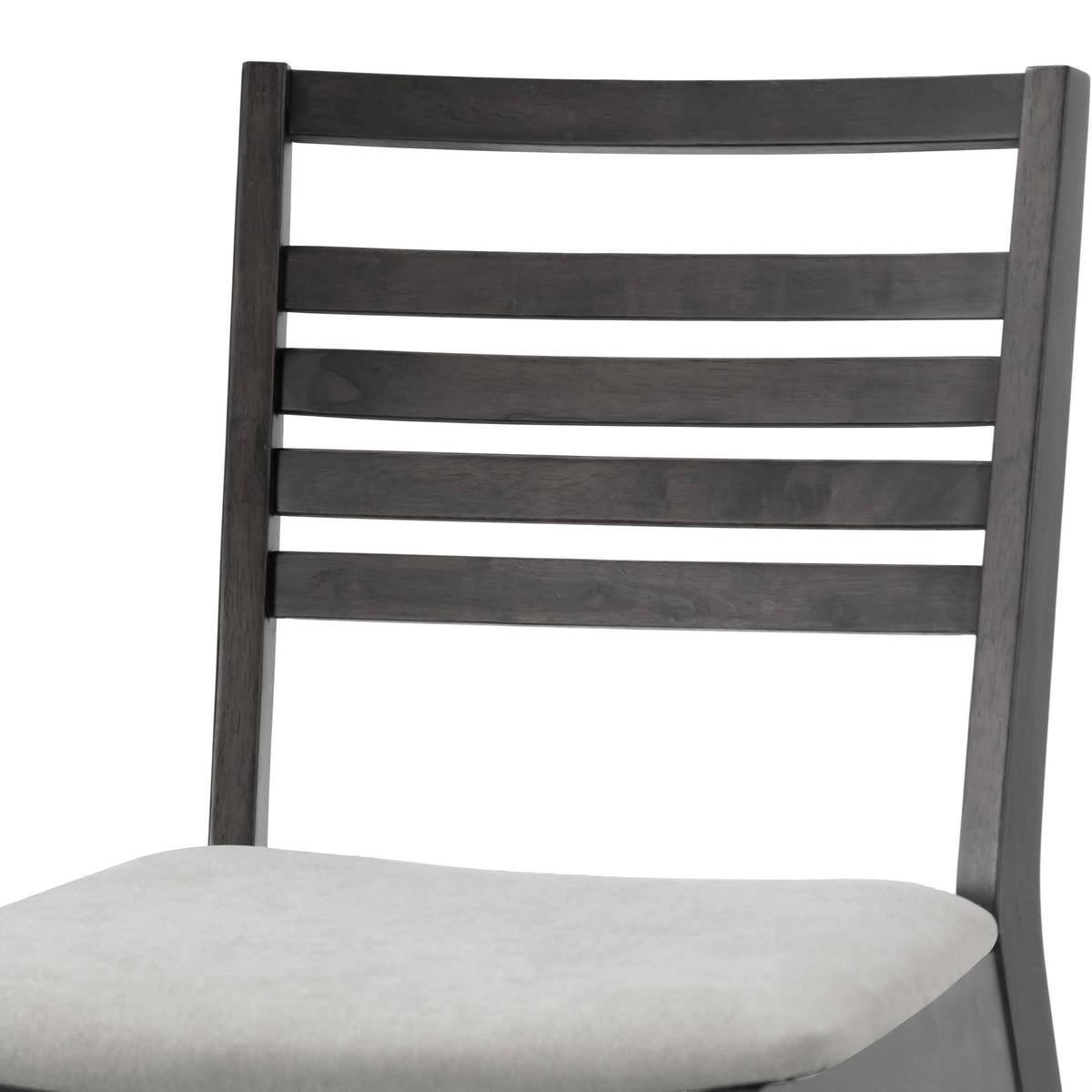 Set of 2 Black Wood Chair with Light Grey Fabric Seat and Ladder Back W316