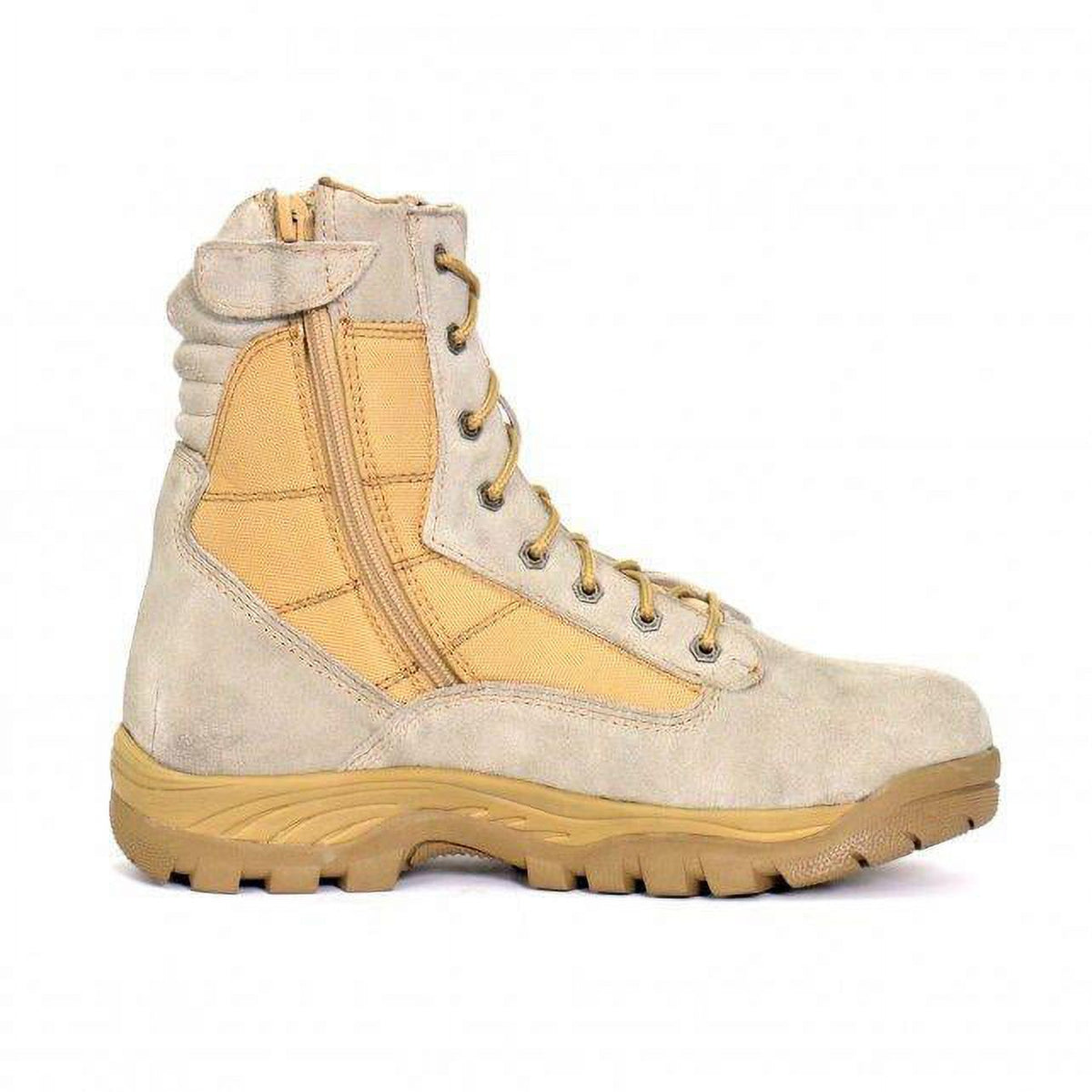 Tan Leather Lace Up Boots with Zippers B4706