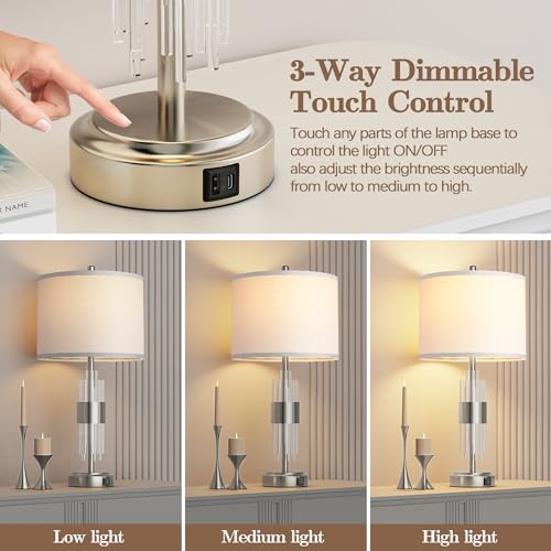 Gold Table Lamp with USB A+C Ports Set of 2 M9807