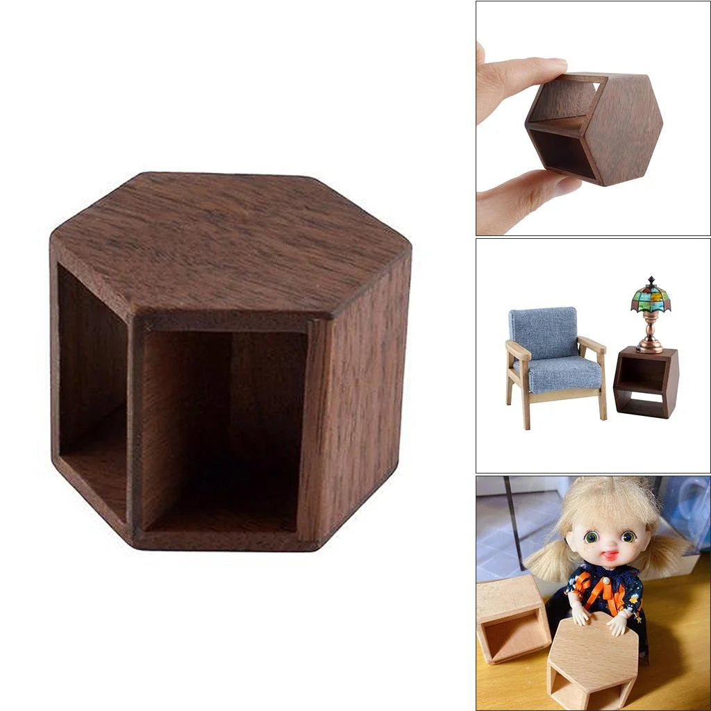 Miniature Walnut Wood End Table Dollhouse F508471