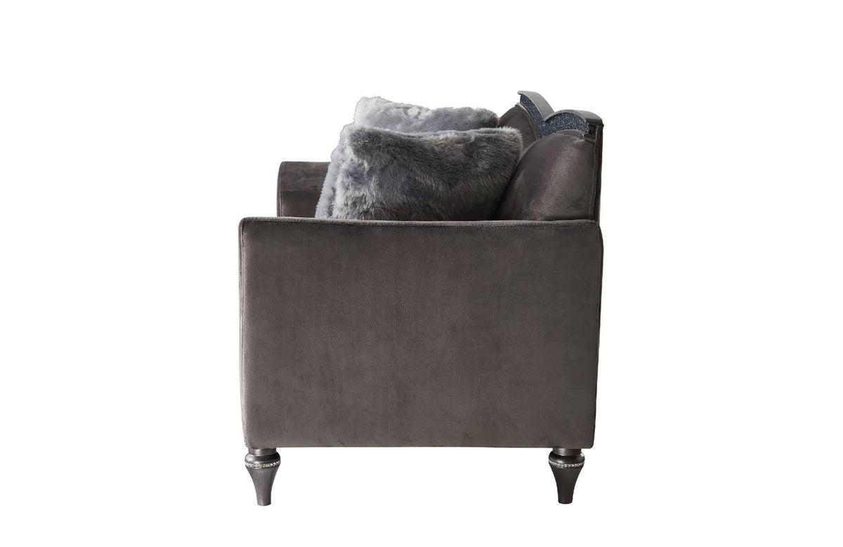 Grey Velvet Loveseat I36174
