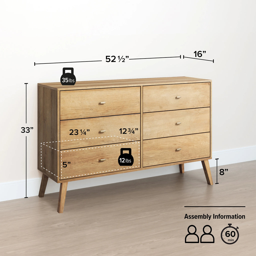 6 Drawer Wooden Dresser K49048