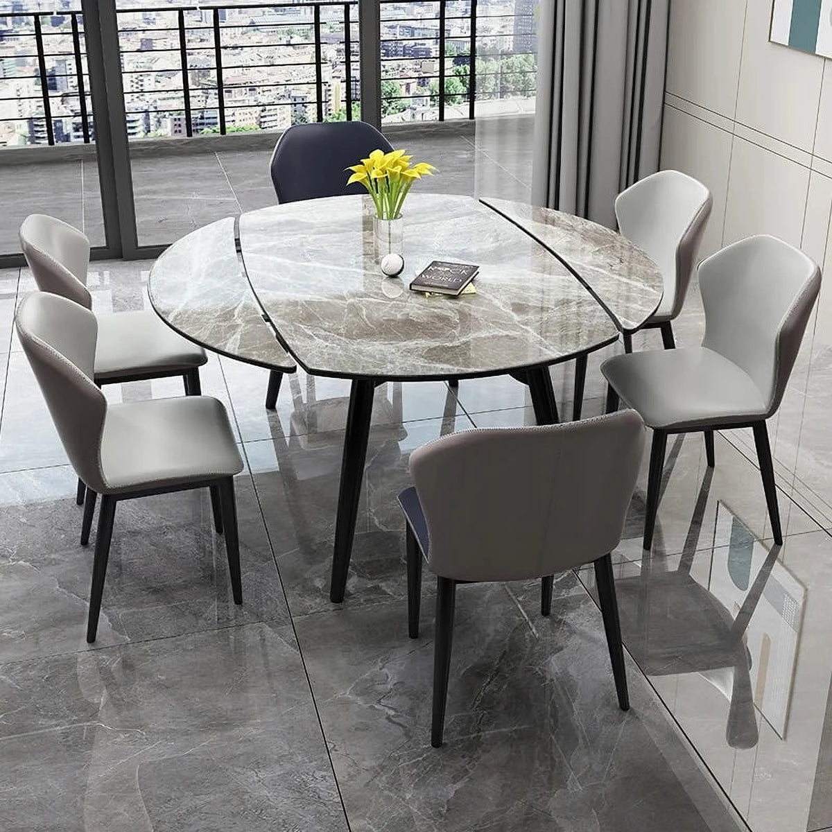 Light Luxury Rotating Rectangular Dining Table and Chair Set W159159