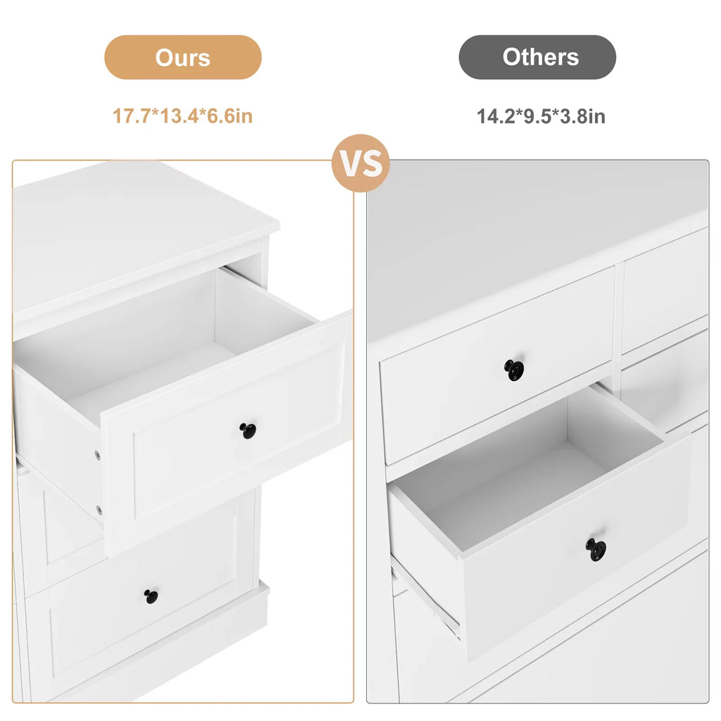 White 6 Drawer Wood Dresser G670179