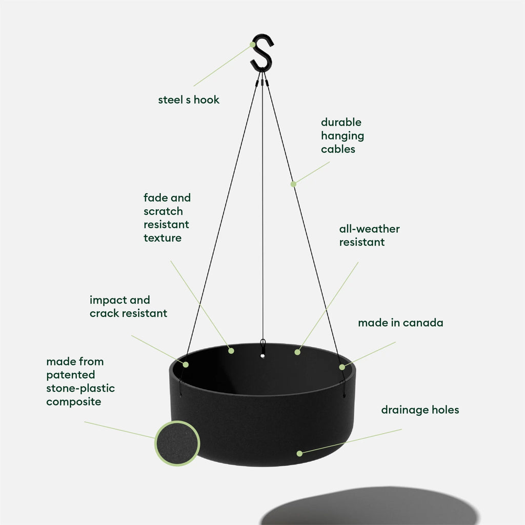 14" Hanging Bowl Planter 2-Pack Black E4881