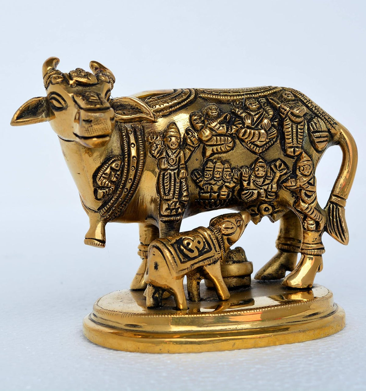 Cow with Calf Idol Showpiece, Brass, Pack of 2 I532523