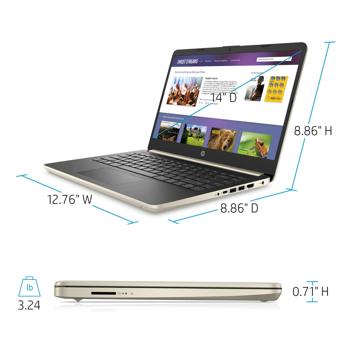 14'' HD Laptop Intel i3 8GB RAM 128GB SSD Windows 10 Pro Y63371