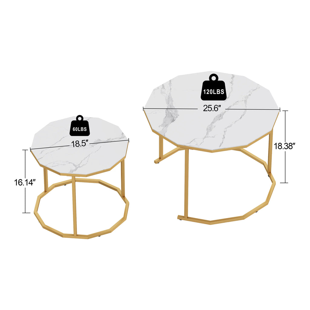 White Marble Coffee Table 12 gon Shape I650112