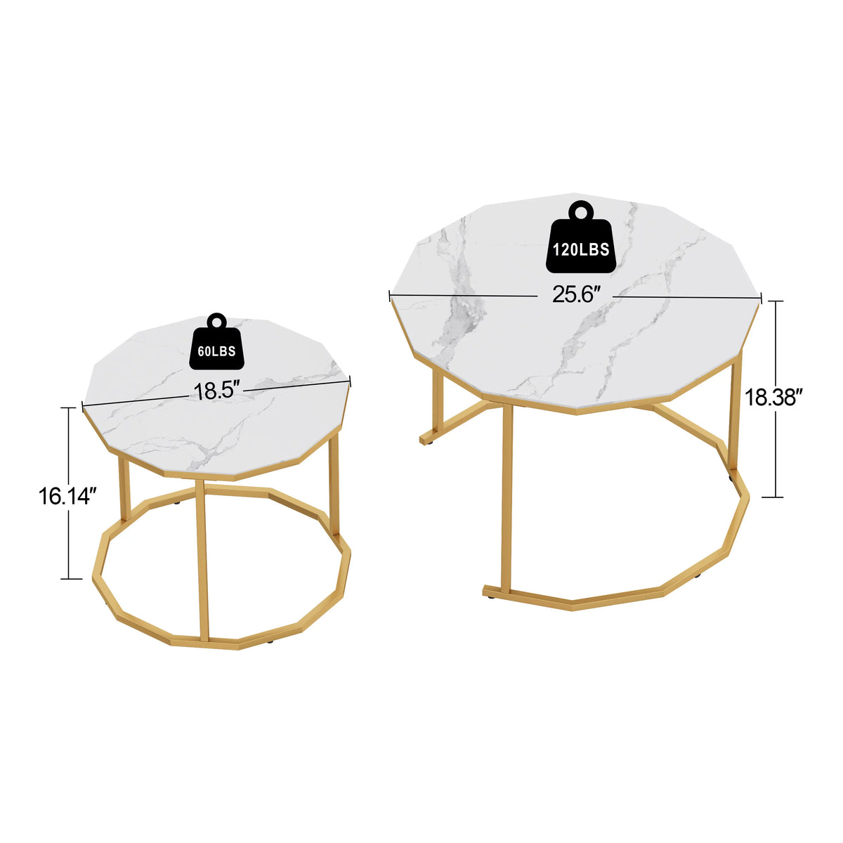 White Marble Coffee Table 12 gon Shape I650112