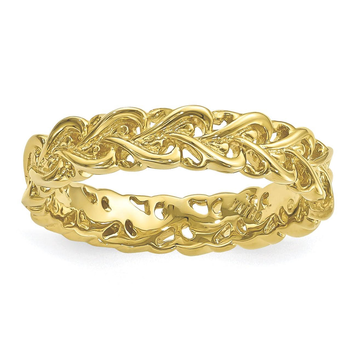 18K Gold-Plated Sterling Silver Carved Band G743
