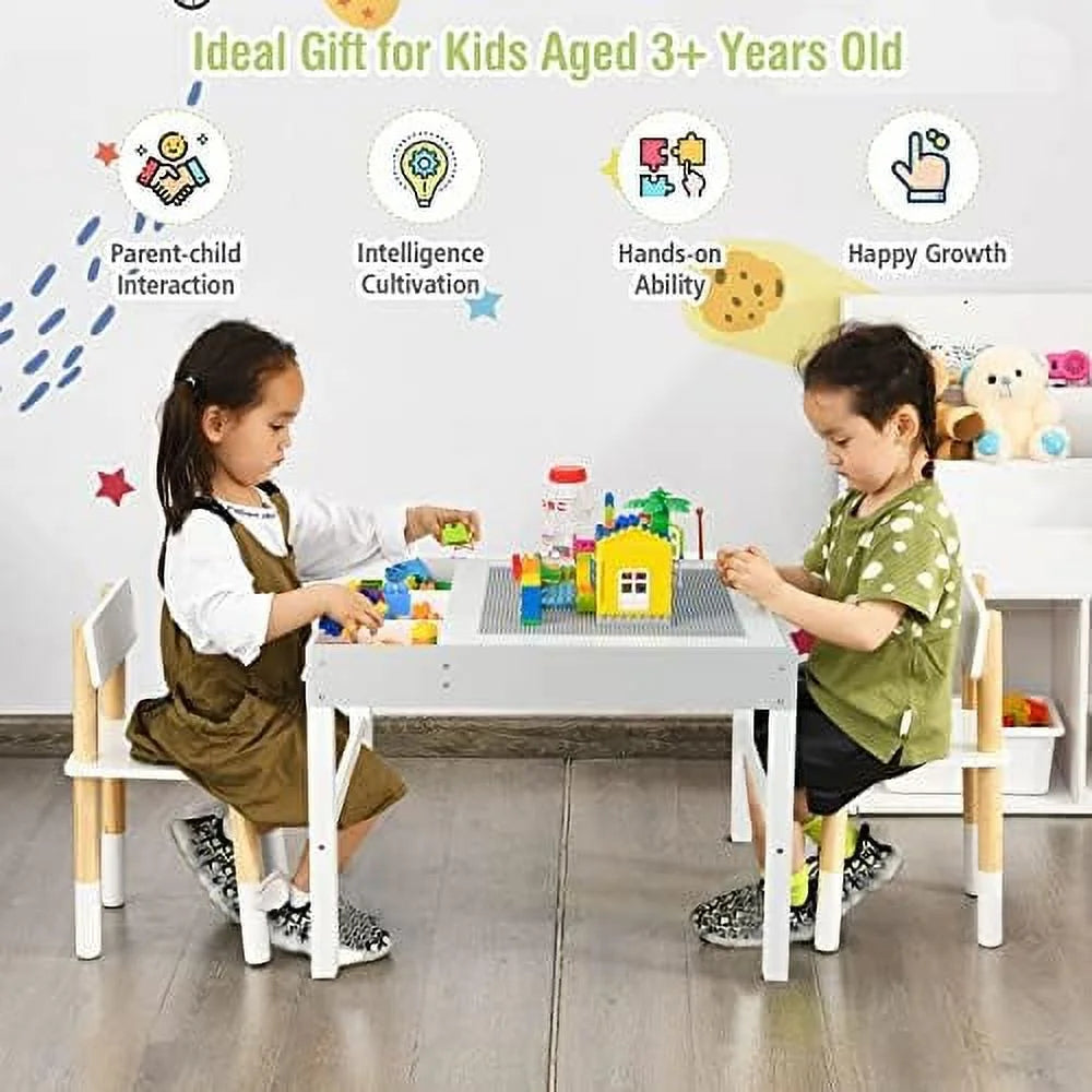 2 in 1 Toddler Wooden Activity Table with Paper Roll White Y602762