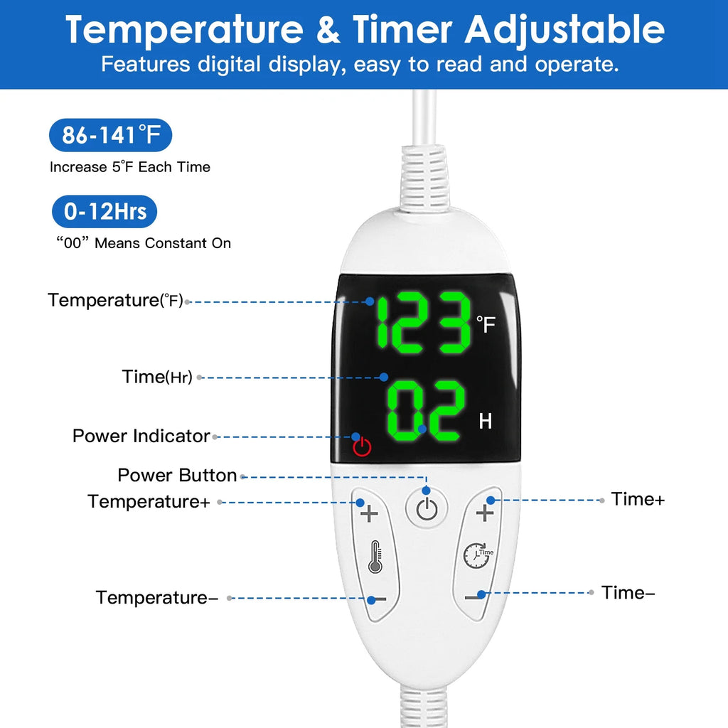 Heating Mat with Adjustable Temperature and Timer Y4889