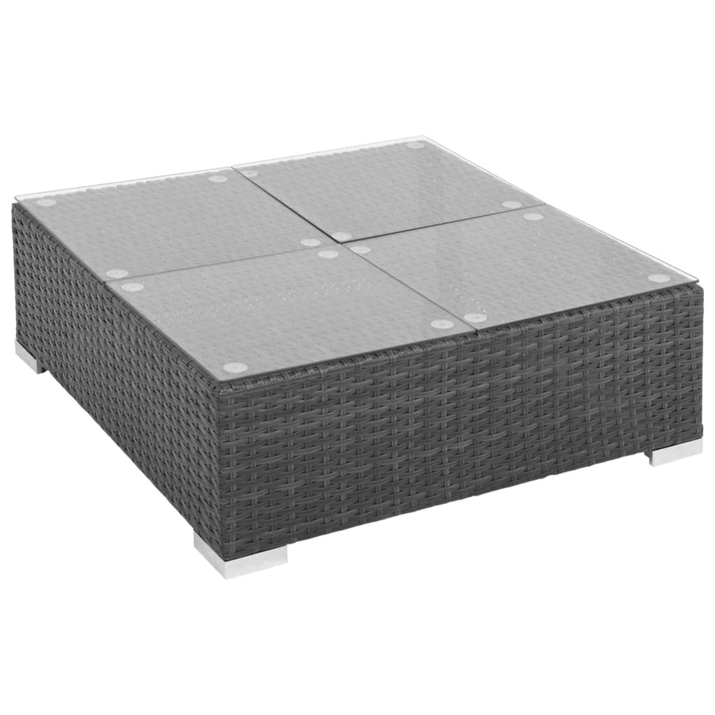 6 Piece Poly Rattan Corner Sofa Set with Coffee Table and Ottoman L555