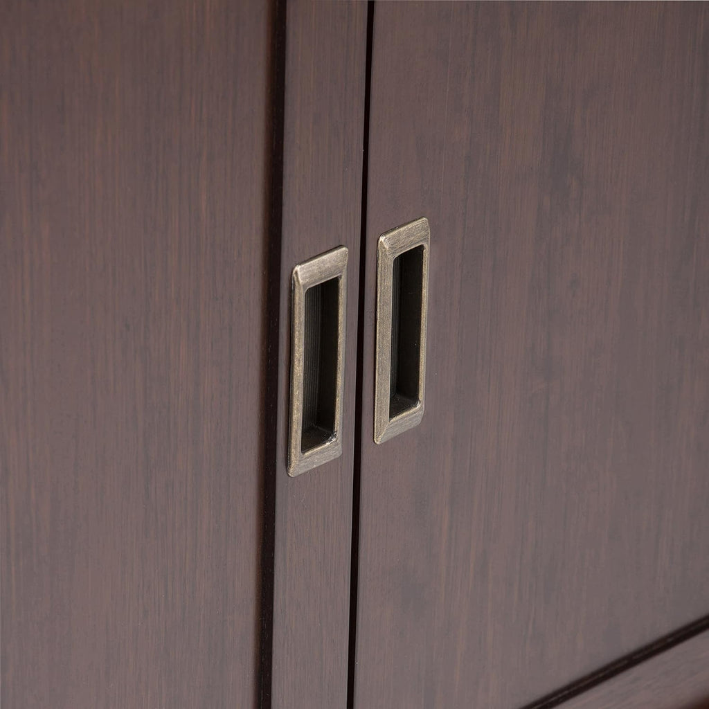 Medium Auburn Brown Solid Wood Low Storage Cabinet with 2 Doors and 2 Adjustable Shelves F68081