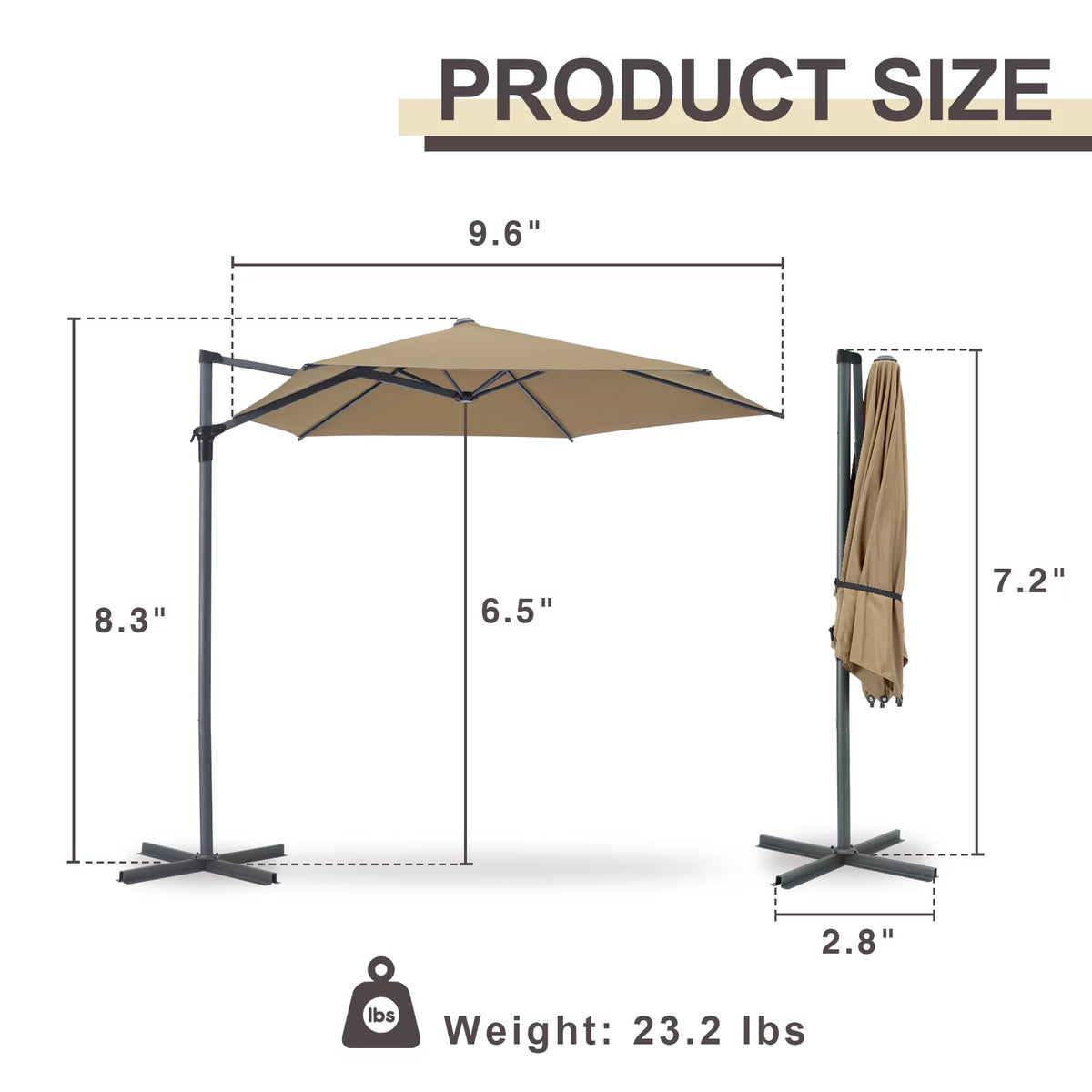 10ft Beige Outdoor Patio Umbrella B672172