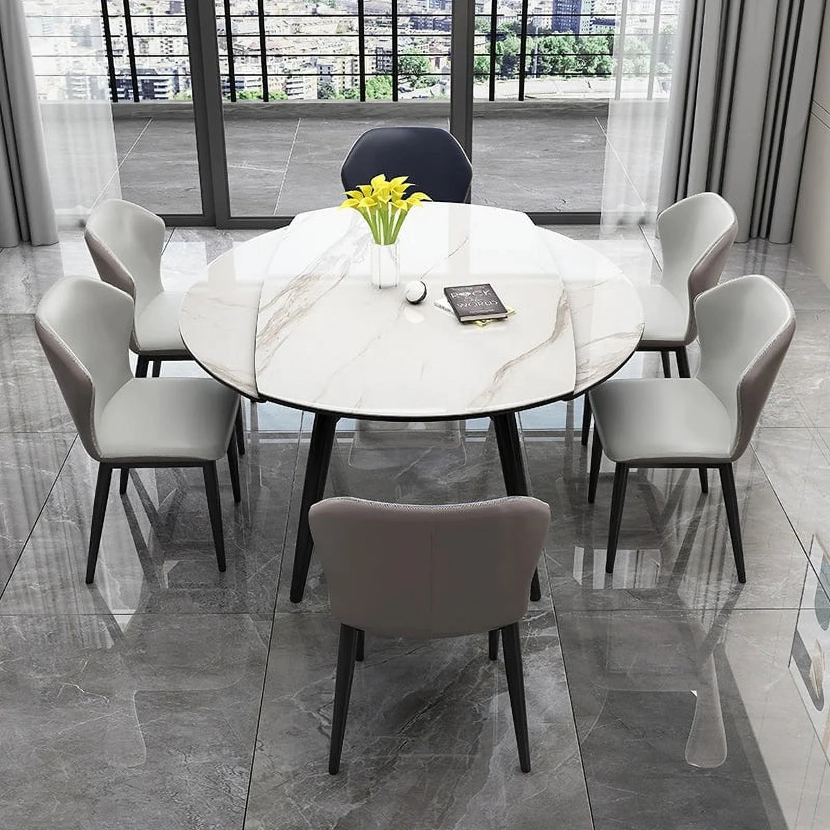 Light Luxury Rotating Rectangular Dining Table and Chair Set W159159