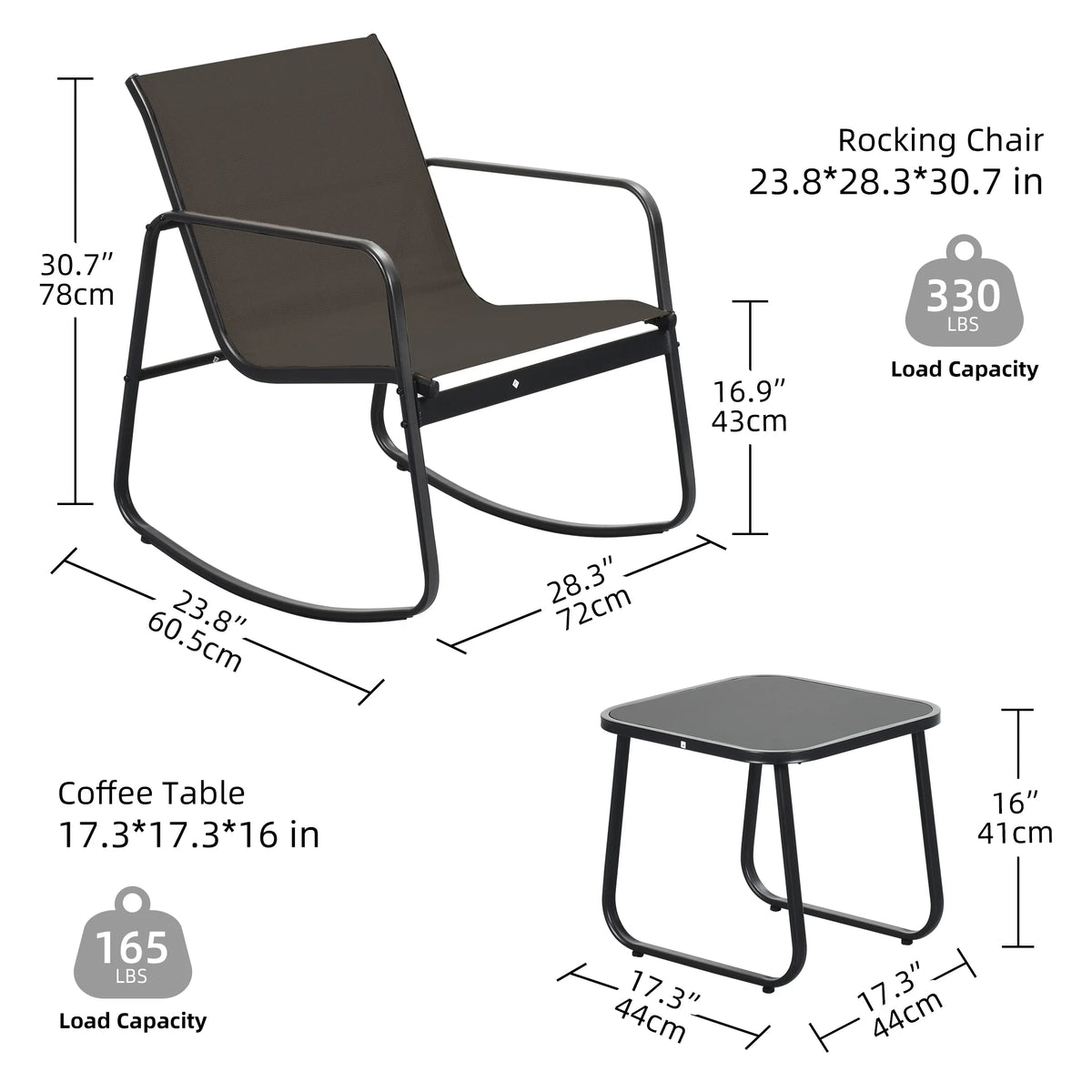 3-Piece Outdoor Patio Furniture Set Brown Z894196