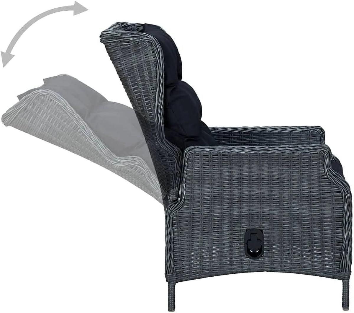 5 Piece Acacia Wood Patio Lounge Set with Dark Gray Cushions R3606