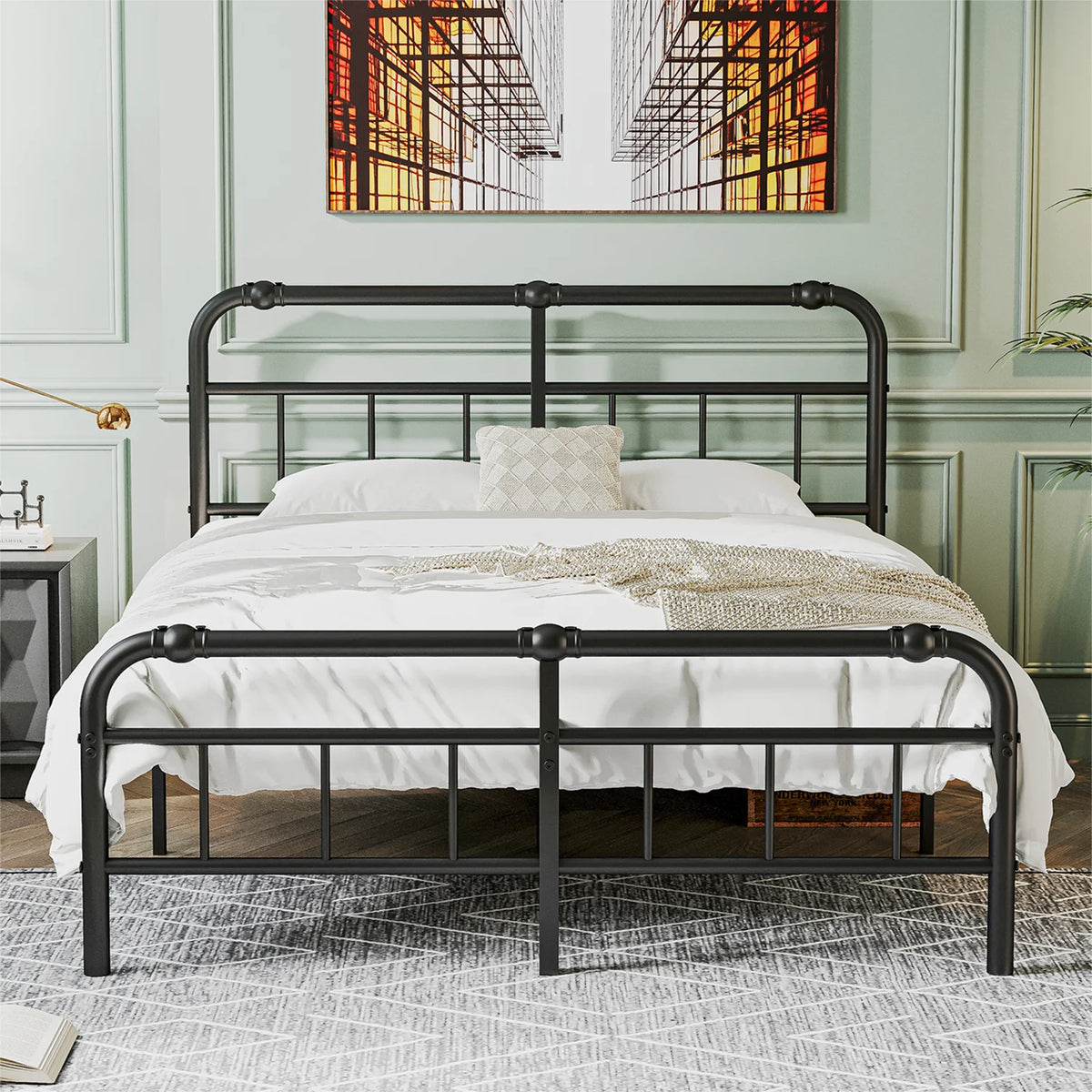 King Bed Frame with Headboard and Footboard L19781