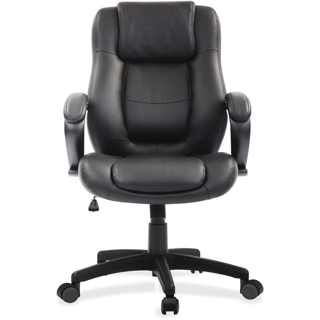 Black Leather Office Chair with Padded Armrests T4131