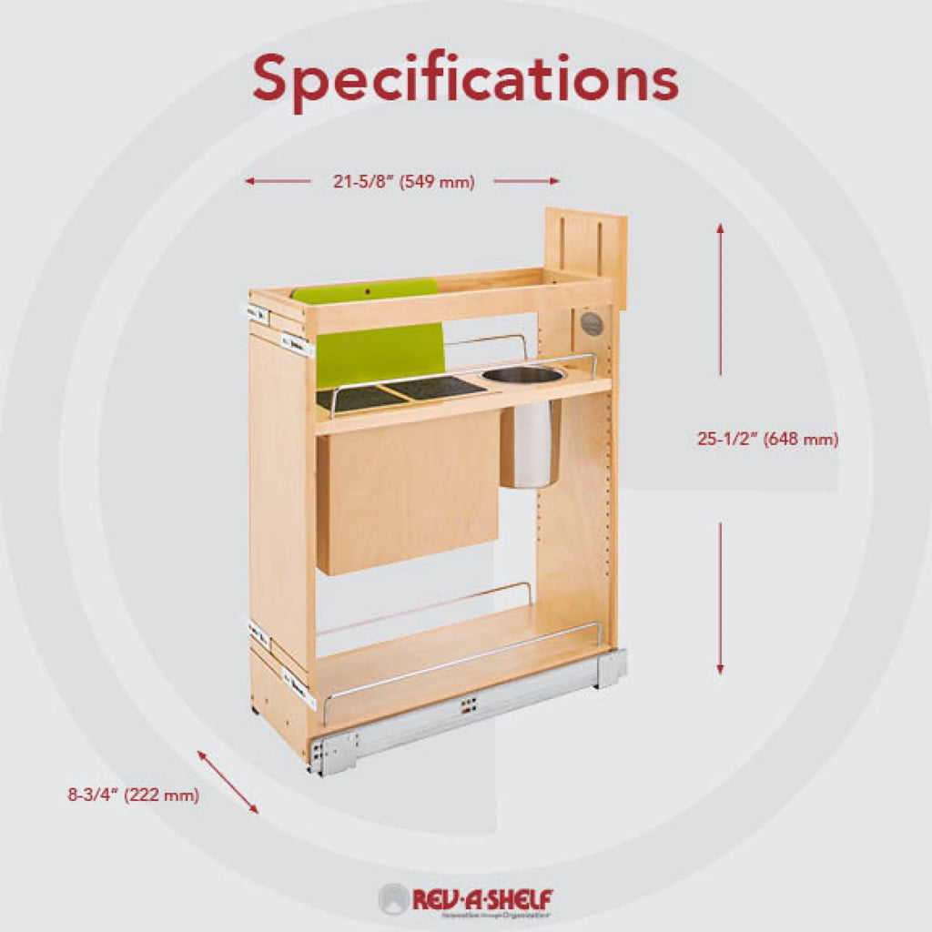8 Inch Pullout Cabinet Organizer with Knife Block V301