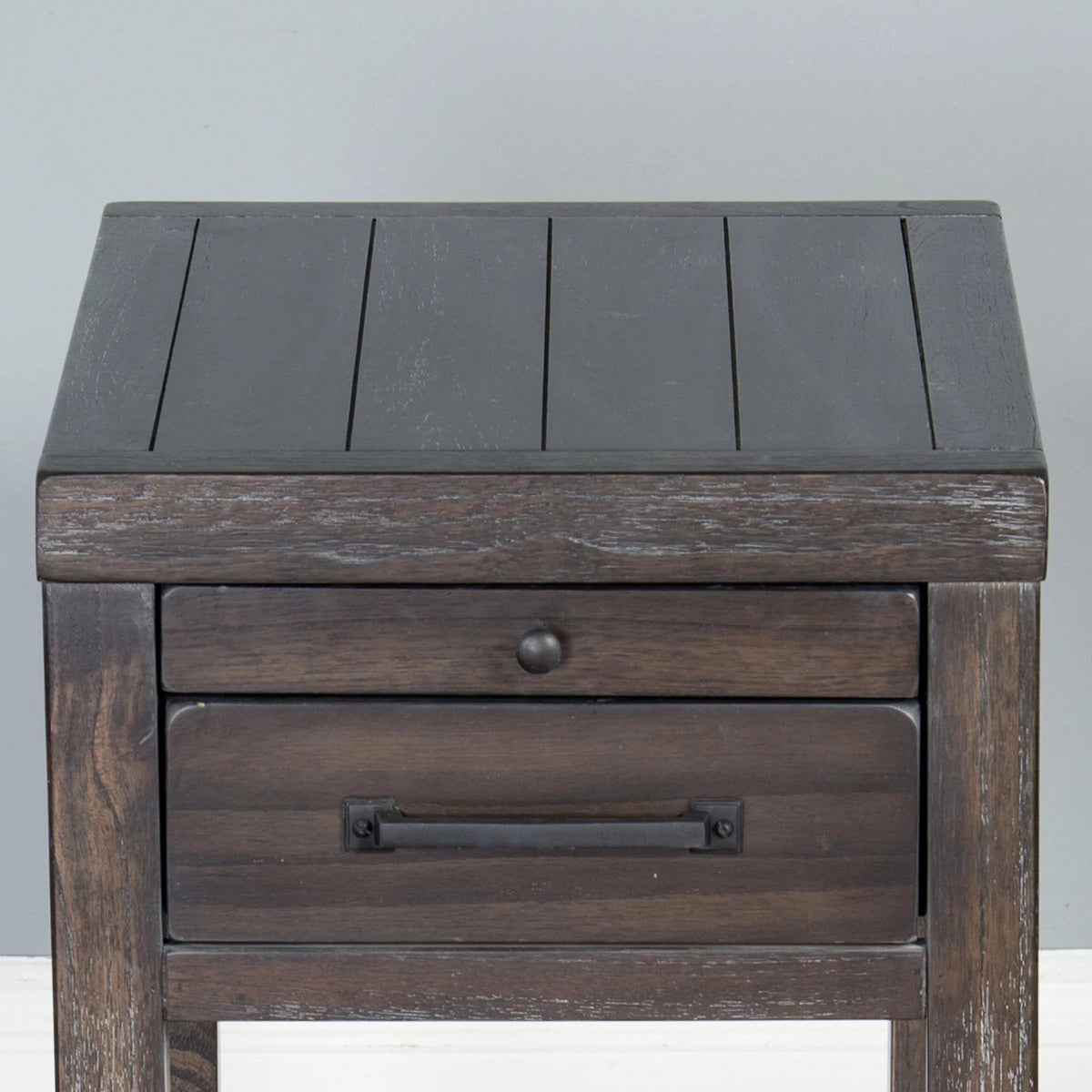 16" Mindi Wood Chair Side Table in Dark Brown Q1953