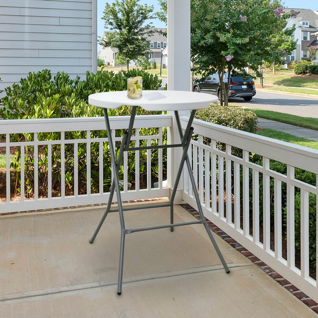 31 Inch Plastic Round Folding Bar Table in White A901