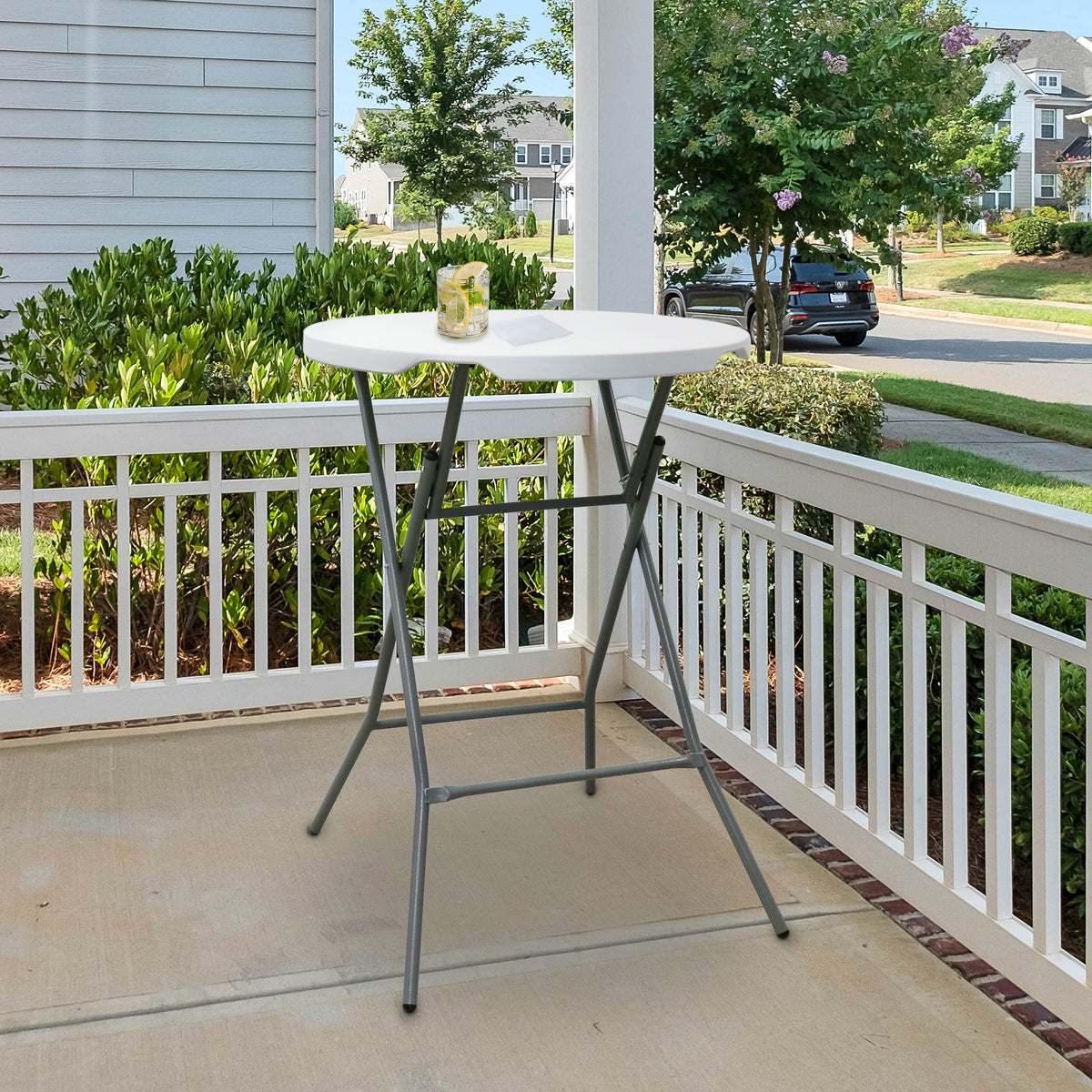 31 Inch Plastic Round Folding Bar Table in White A901