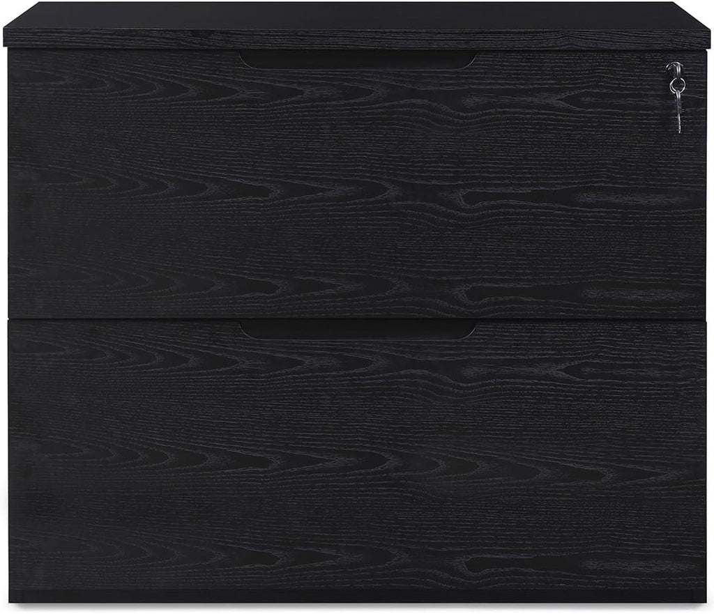 Black Oak 2 Drawer Lateral Filing Cabinet Y279