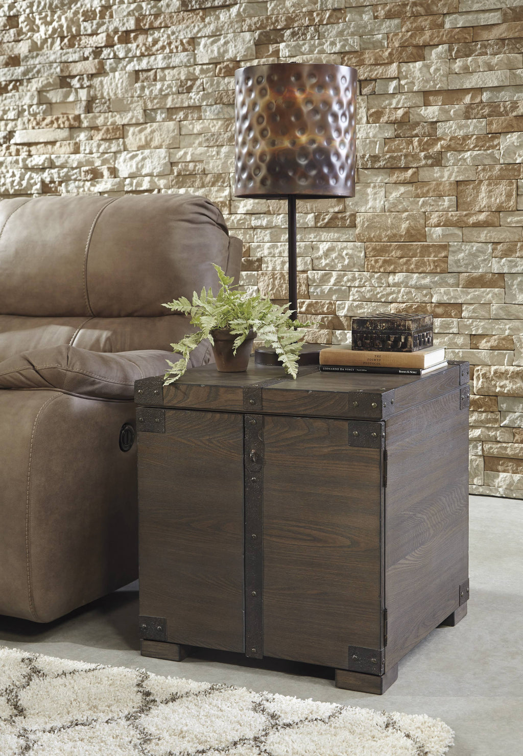 Grayish Brown Square End Table I101