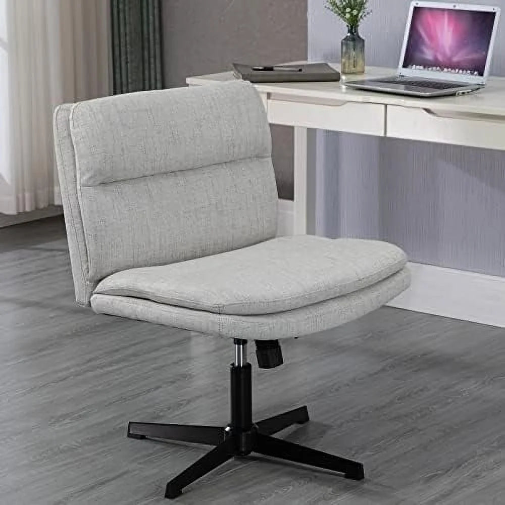 White Faux Leather Armless Swivel Desk Chair L942
