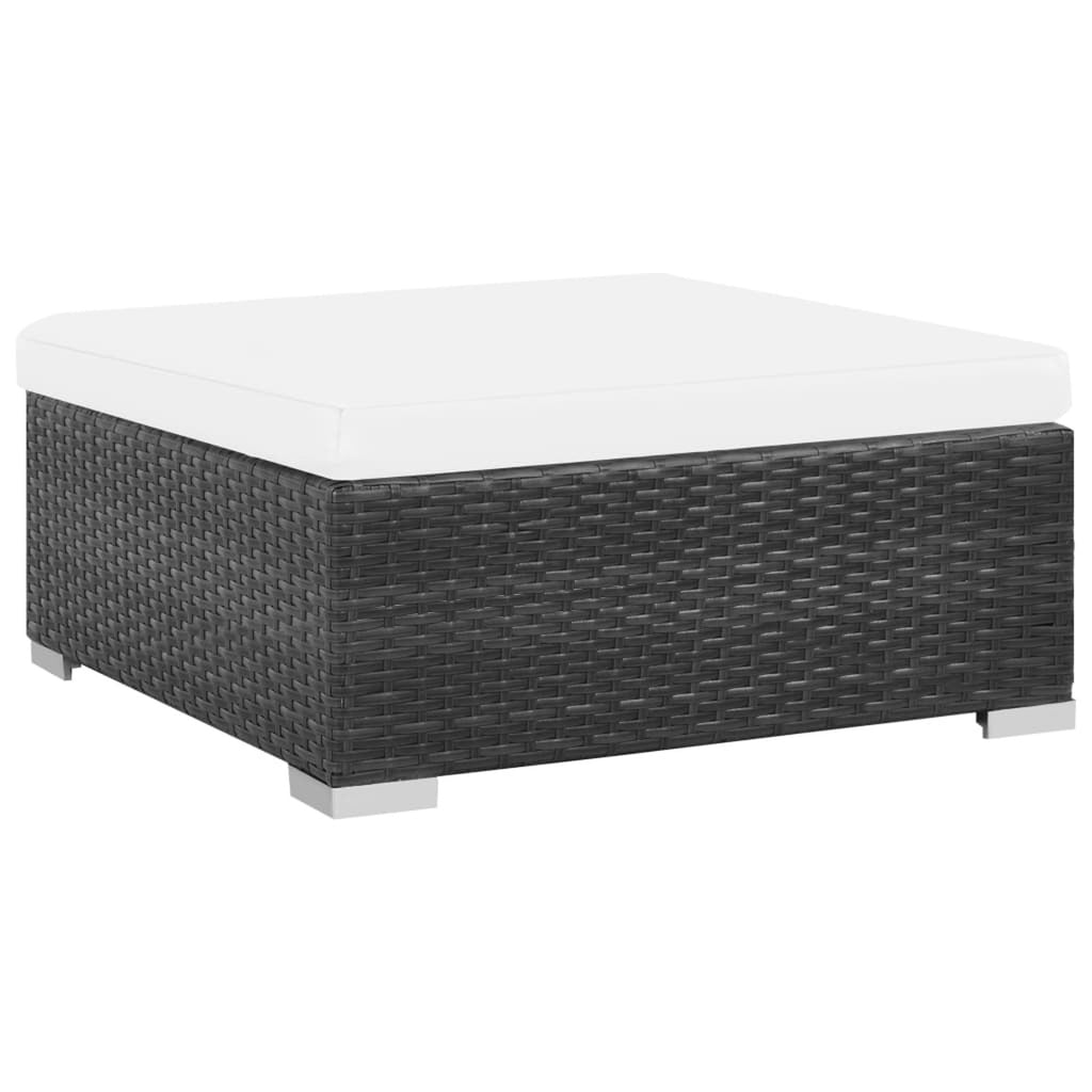 6 Piece Poly Rattan Corner Sofa Set with Coffee Table and Ottoman L555