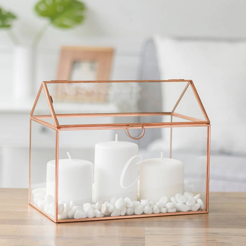 Rose Gold Glass Terrarium Card Holder Z27588