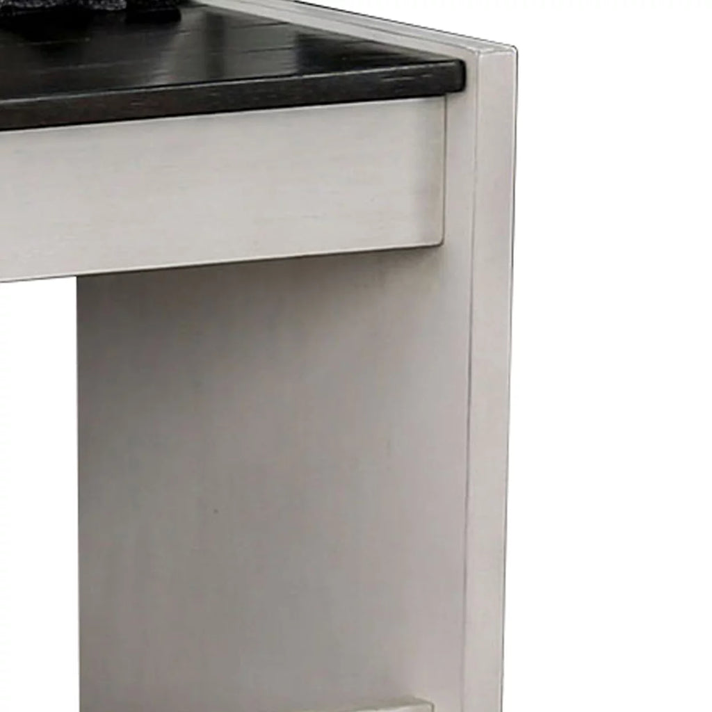 White and Black Wooden Counter Height Bench with Lift Top Seat O515