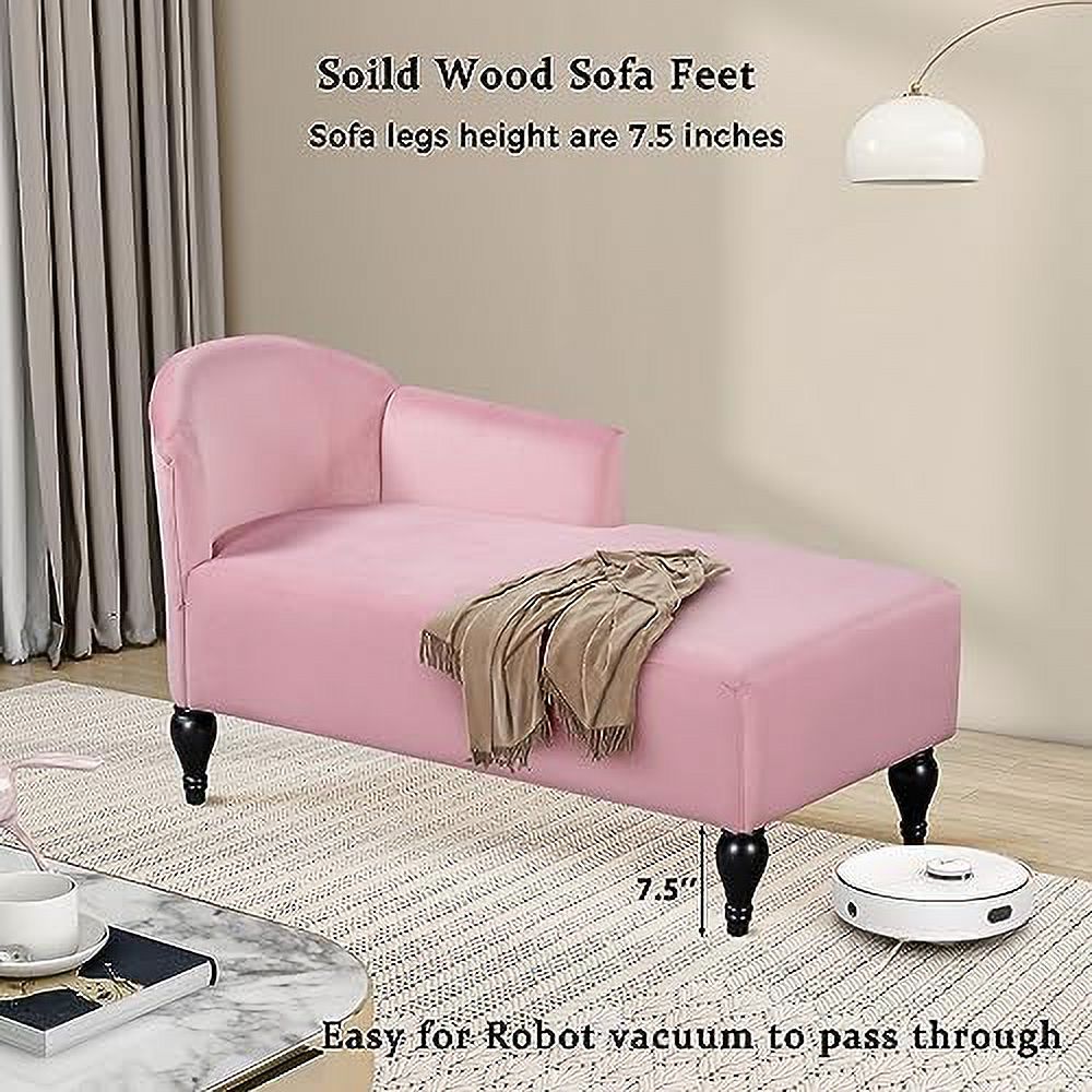 White Vintage Velvet Chaise Lounge Chair with Solid Wood Legs H8970