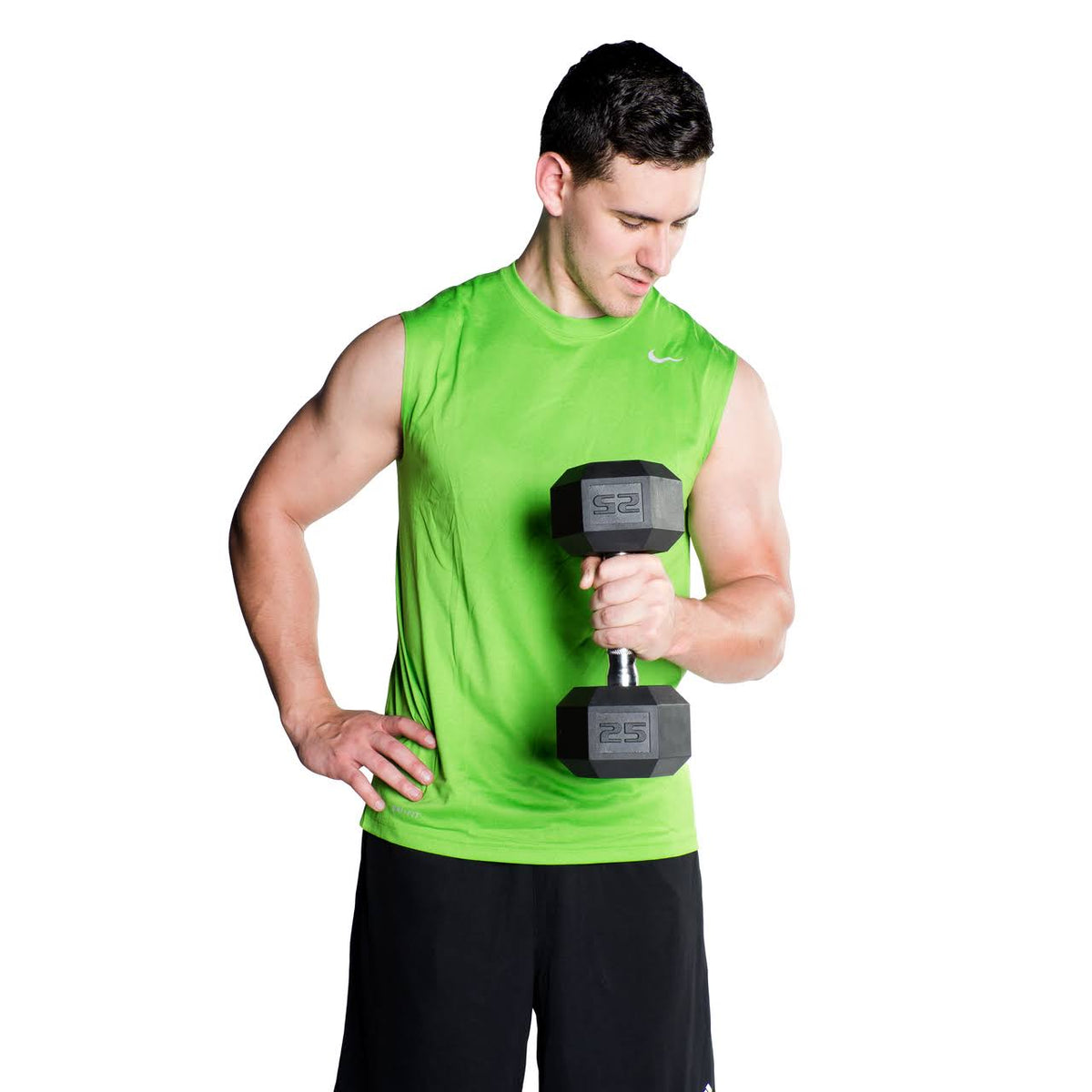 75 lbs Rubber Coated Hex Dumbbell K850