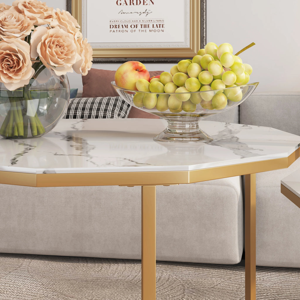 White Marble Coffee Table 12 gon Shape I650112