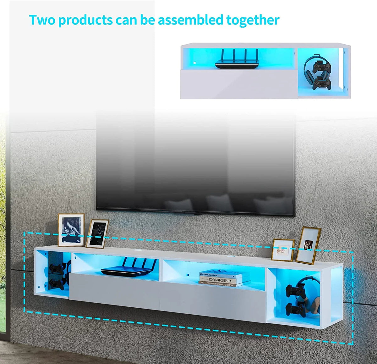 39.3 inches Floating TV Stand with Lights Q1671