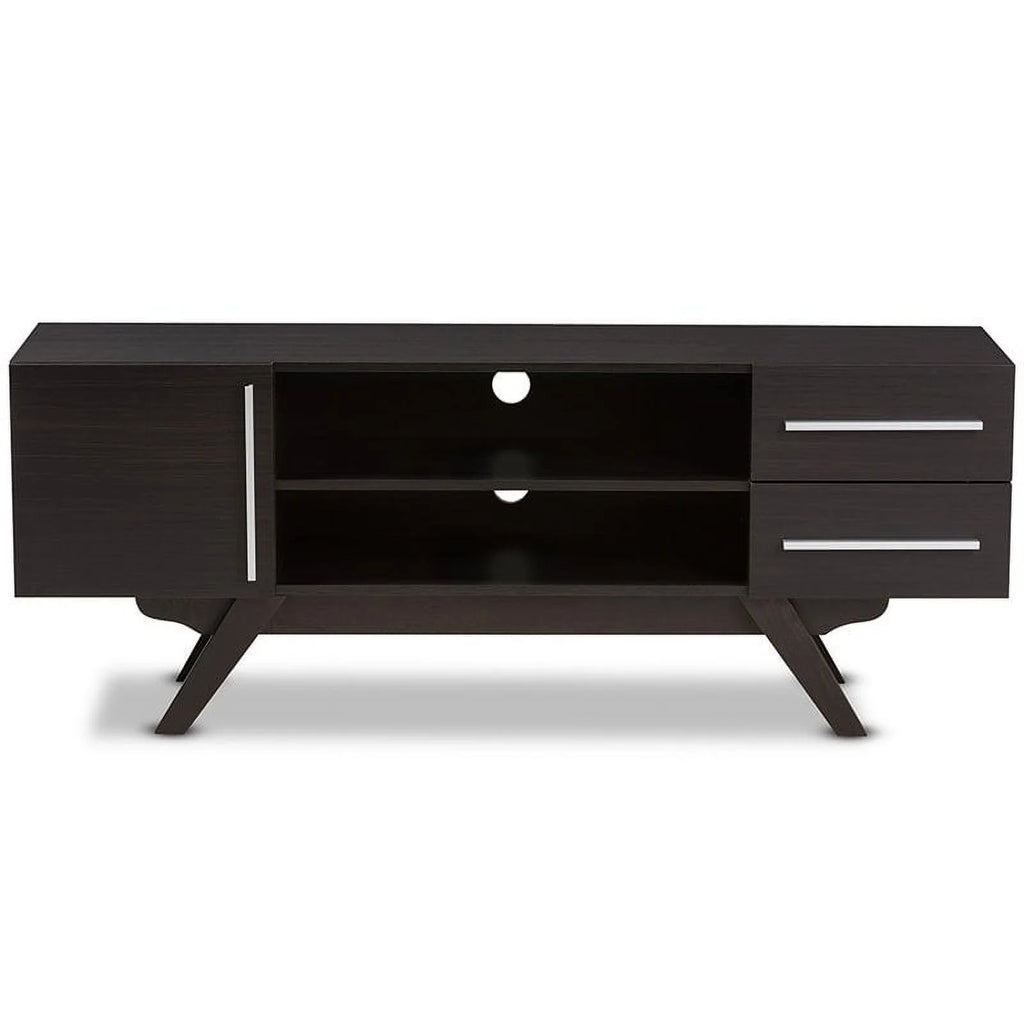 60" Mid-Century Modern TV Stand Console Entertainment Center in Dark Brown G2363