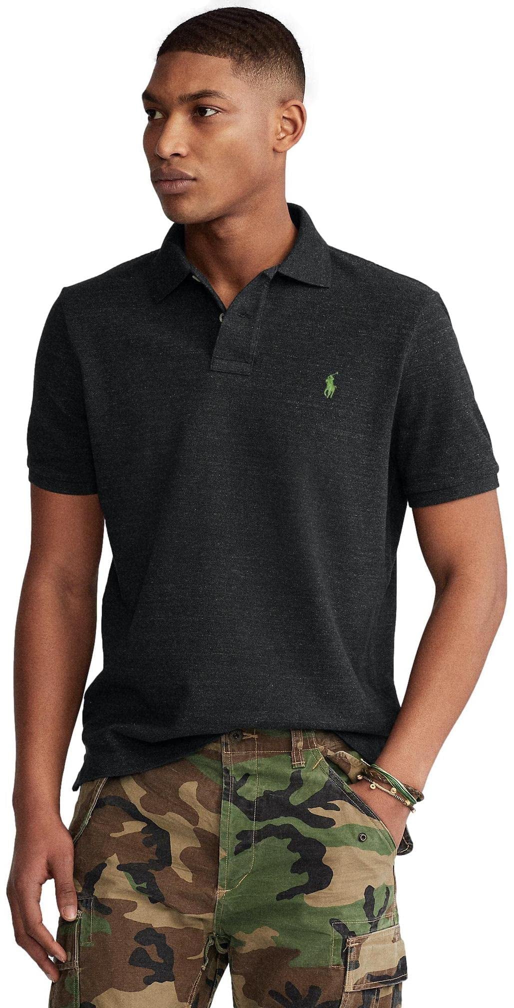 Men's Custom Slim Fit Polo Shirt Black Heather A857