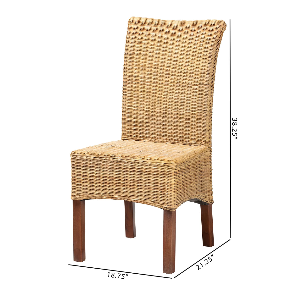Natural Rattan and Mahogany Wood Dining Chair A1815